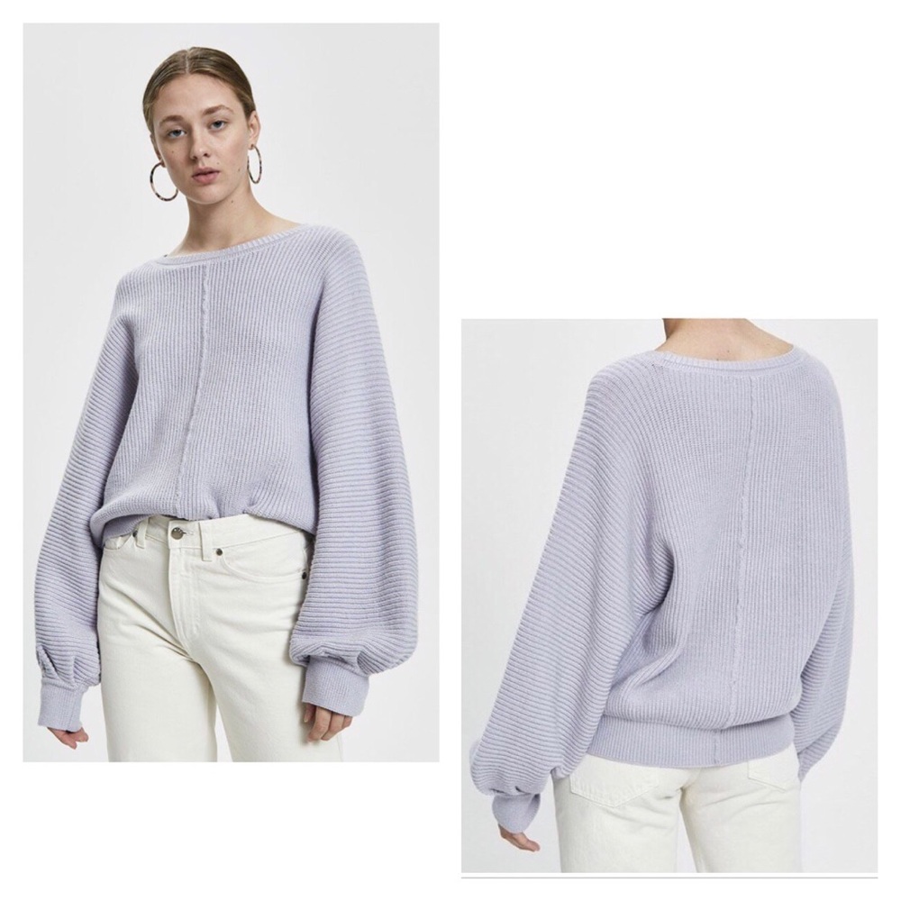 Jenn puff sleeve sweater size L Lilac Purple NWT